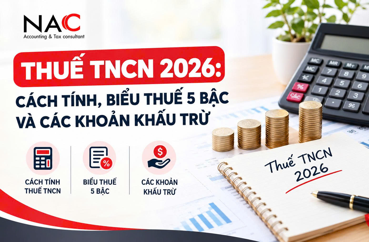 Thuế TNCN 2026 biểu thuế 5 bậc và cách tính thuế thu nhập cá nhân